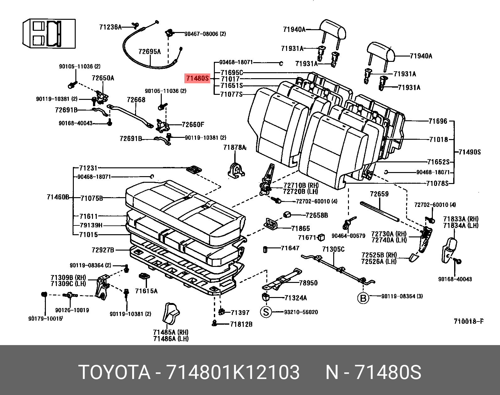 COROLLA LEVIN 198705 - 199106, BACK ASSY, REAR SEAT, RH (FOR SEPARATE TYPE)