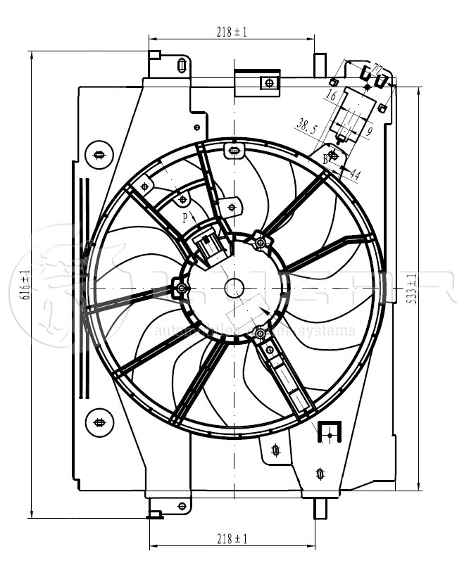 Мотор охлаждения ВАЗ 2180 Vesta (AC+/-), Logan (12-) с кожухом LUZAR LFK0979