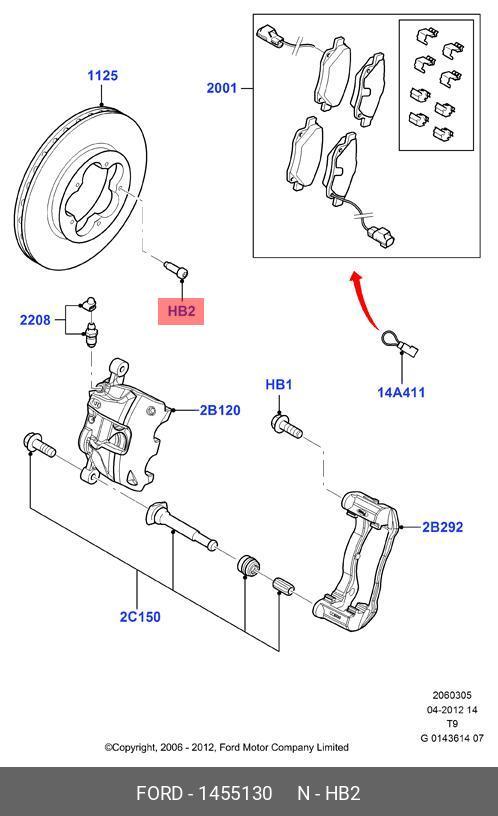 Болт 10х30 крепления тормозного диска Ford 115 л/с 1455130