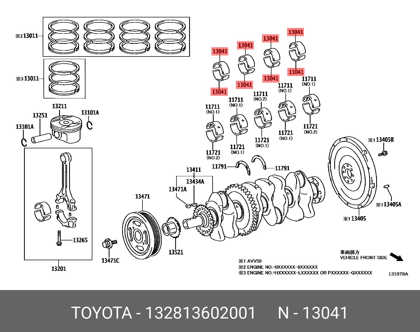CAMRY HYBRID 201108 - 201704, BEARING, CONNECTING ROD